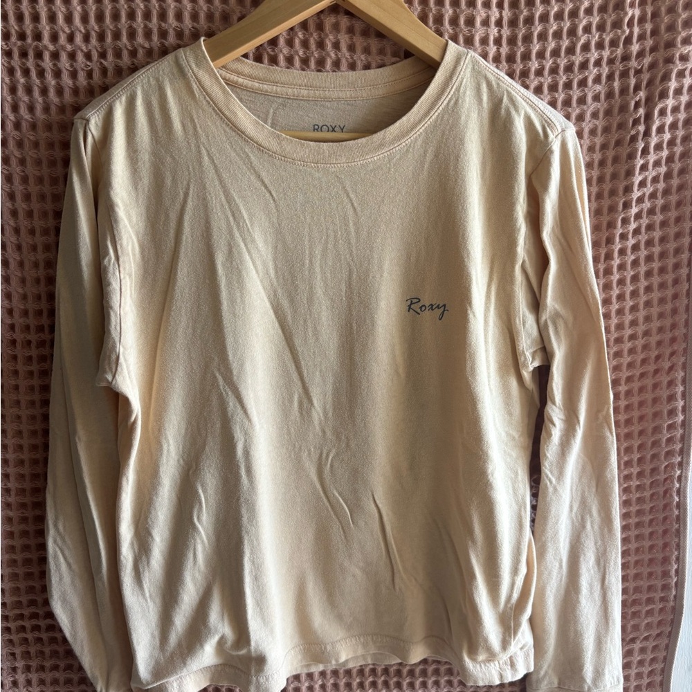 Roxy Long Sleeve Tee in Light Beige Cream